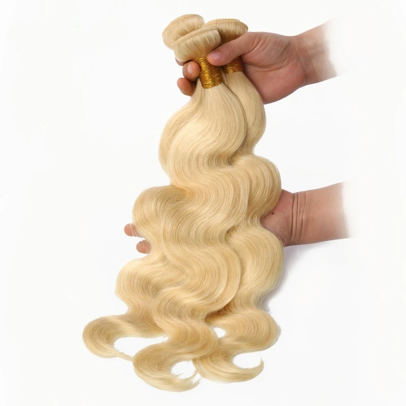 613 Blonde Body Wave Human Hair Bundles With 13x4 Lace Frontal 100g/Pc Double Weft Hair Extension Brazilian Virgin Hair Full End