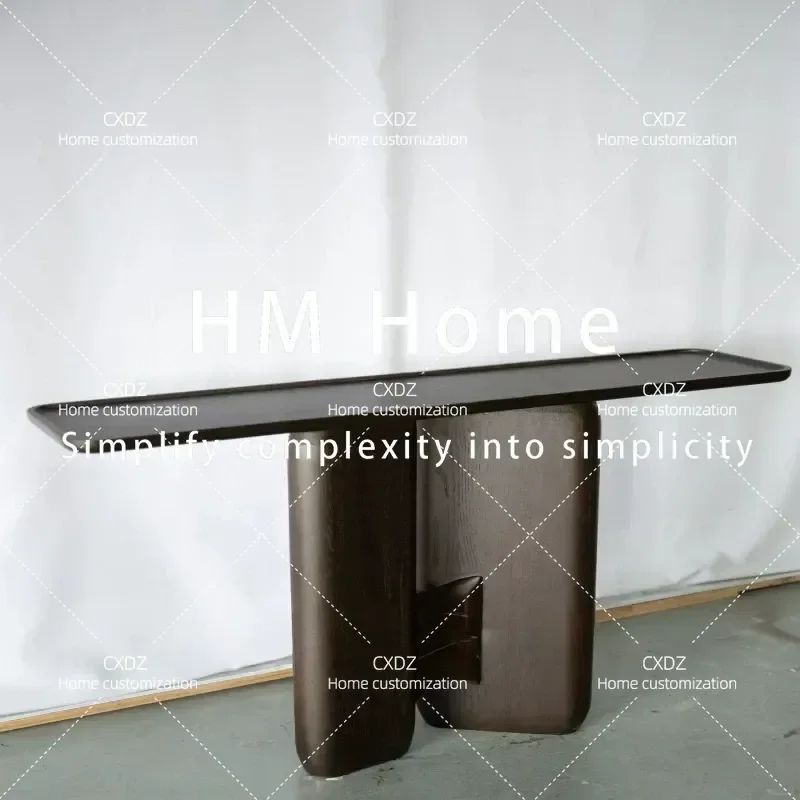 Modern Minimalist Solid Wood Entryway Table Black Rectangular Console for Small Apartment Hallway Living Room Home Decor