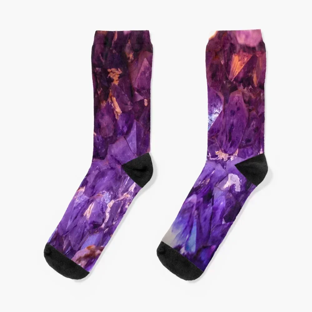 

Purple Gemstone Artwork Socks happy designer brand with print Non-slip Mens Socks Women's