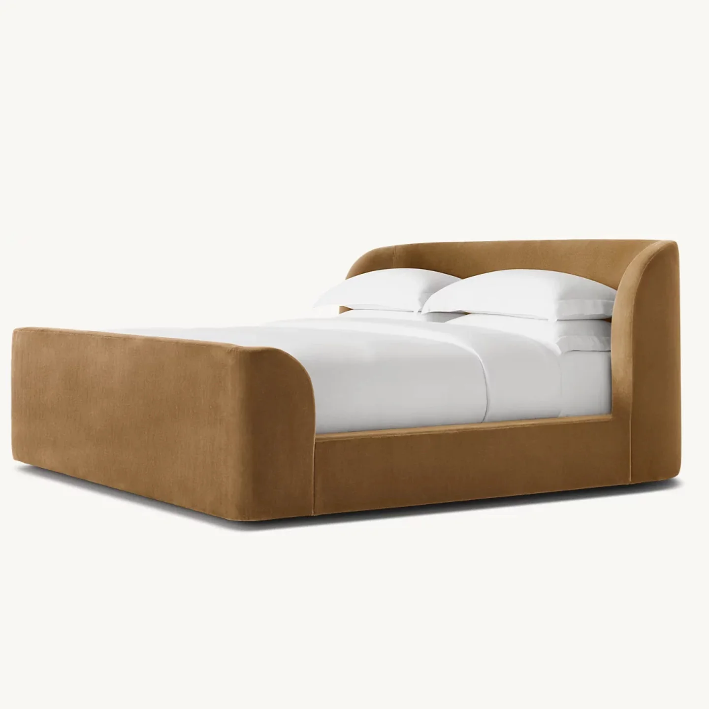 

#Luxury Velvet Upholstered Bed Frame King Queen Size Elegant Curved Bed for Master Bedroom Hotel Villa High End Home Furniture
