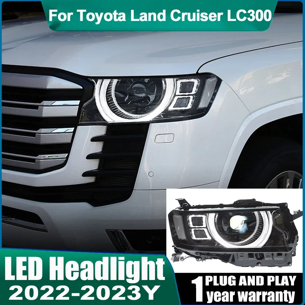 

Автомобильные фары для Toyota Land Cruiser LC300 2022-2023, светодиодные лампы в сборе, обновленные фары DRL, ходовые огни, автомобильные аксессуары