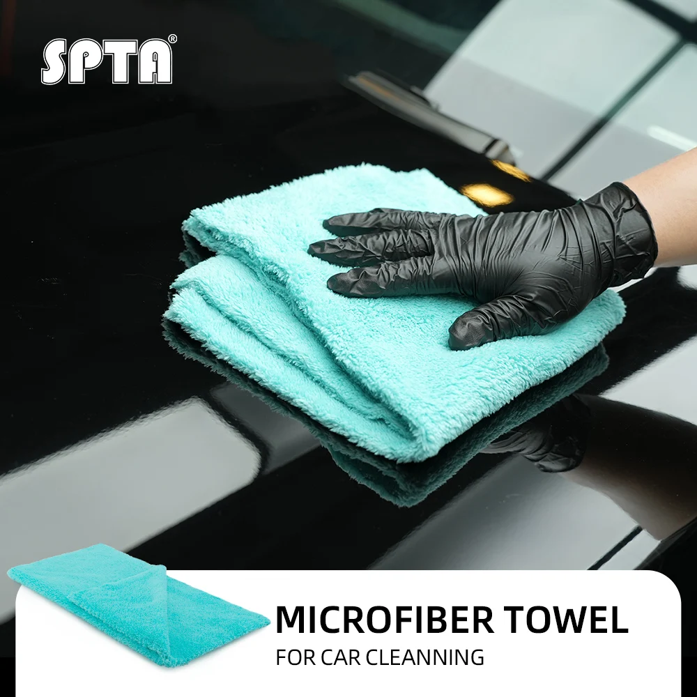 

SPTA 1PC Teal Blue Microfiber Cloth Detailing Towel 420GSM 45 x 41 cm for Car Auto Drying Washing