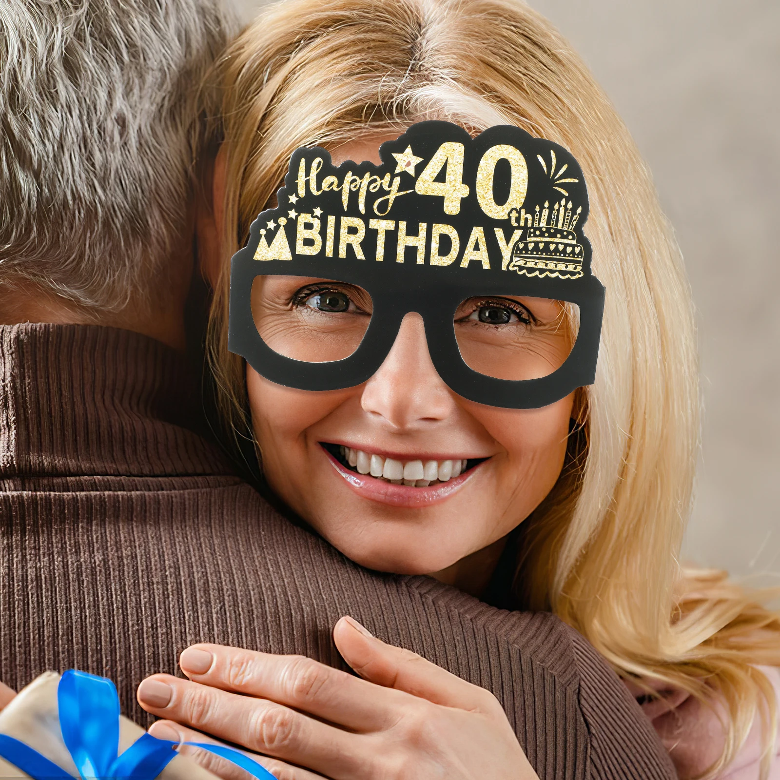 

12Pcs Creative Paper Glasses Birthday Party Glasses Frames 40th Birthday Eyewear Fun Party Props Photo Booth Supplies