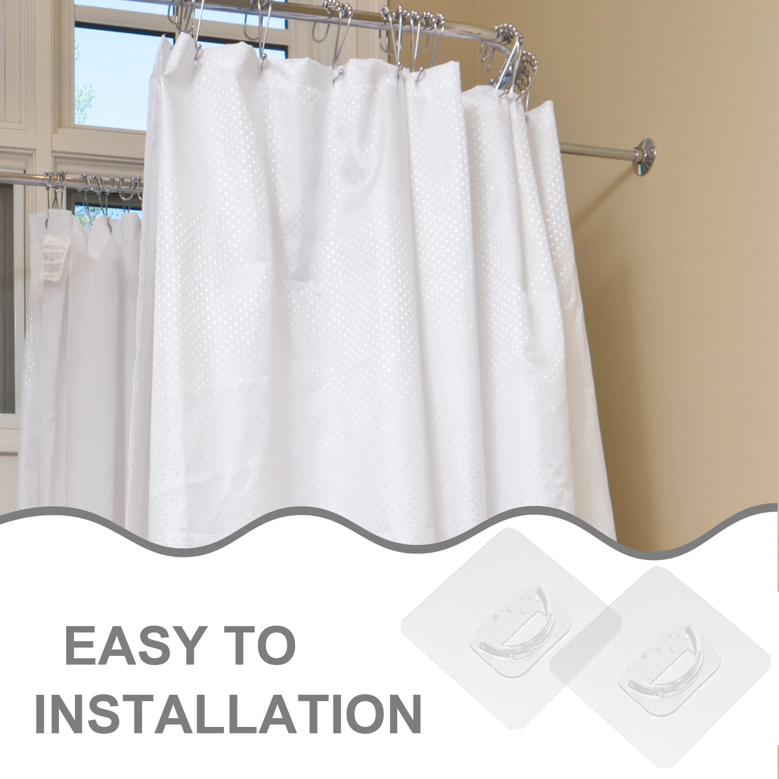 

8Pcs Curtain Rod Holders Nail Free Wall Mount Supports for Shower Bath Towel Rods Bedroom Kitchen Self Adhesive Universal Clips