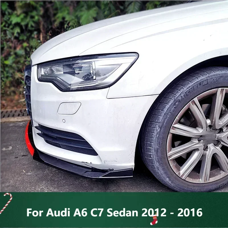 

New！ Front Bumper Spoiler Protector Plate Lip Splitter for Audi A6 C7 Sedan 2012 - 2016 Type DGS Body Kit Carbon Surface Chin Sh