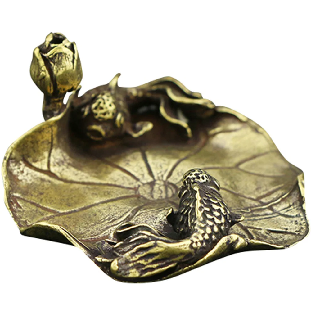 

Brass Paperweight Exquisite Small Statue For Desktop Decoration Tabletop Sculpture Home Ornament Pen Holder Lotus Leaf