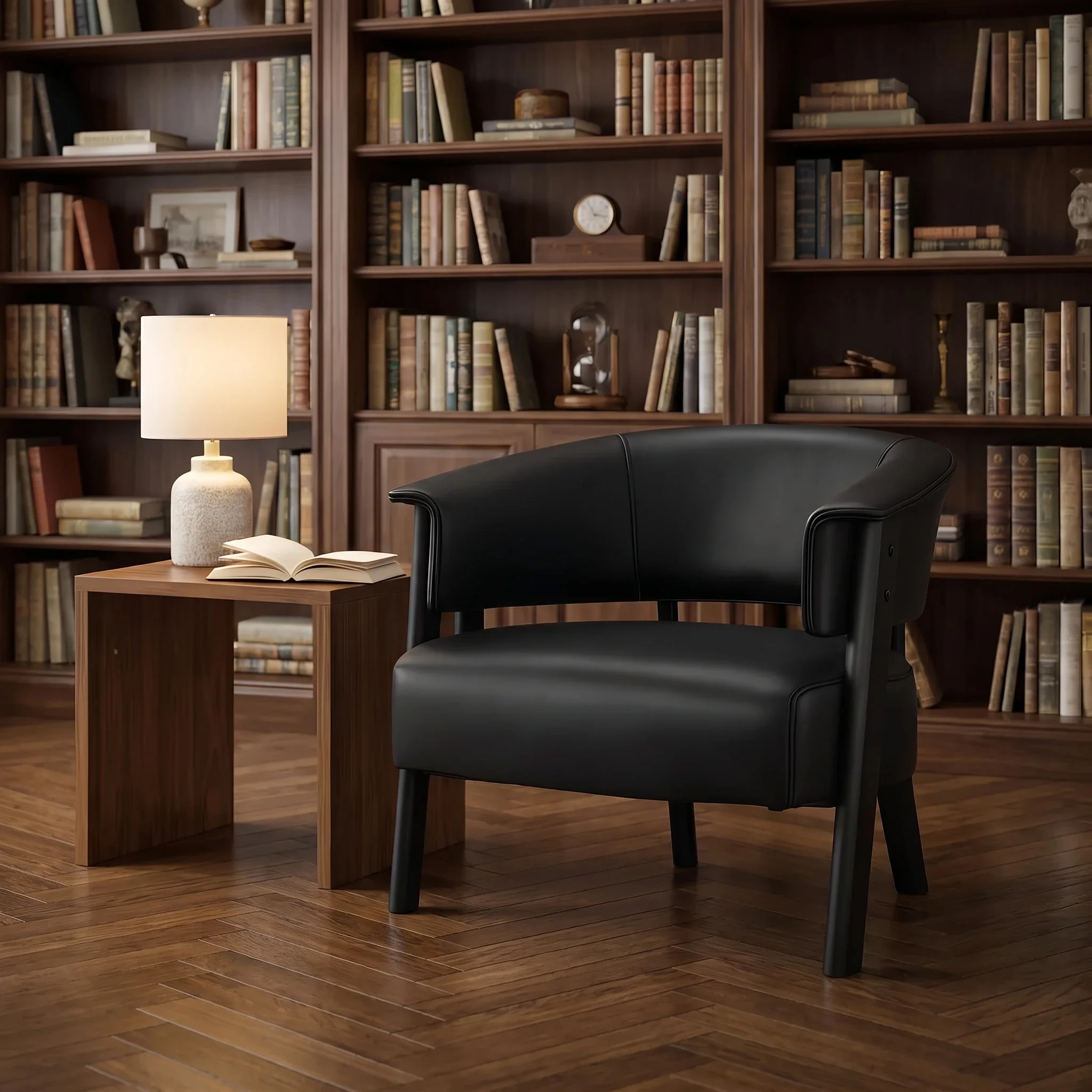 35.04-Inch Leather Imitation Sofa Featuring A Comfortable Backrest Wooden Legs This Single-person Sofa Reading Chair Is Suitable For Bedrooms Living Rooms Study Rooms