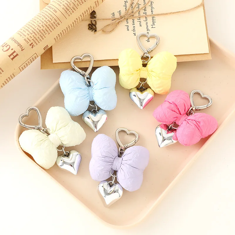 Wholesale 10pcs/set 3D Bowknot Keychain Fashion Simple Bow Keyring Bag Pendant Handbag Hanging Decoration Girls Gifts