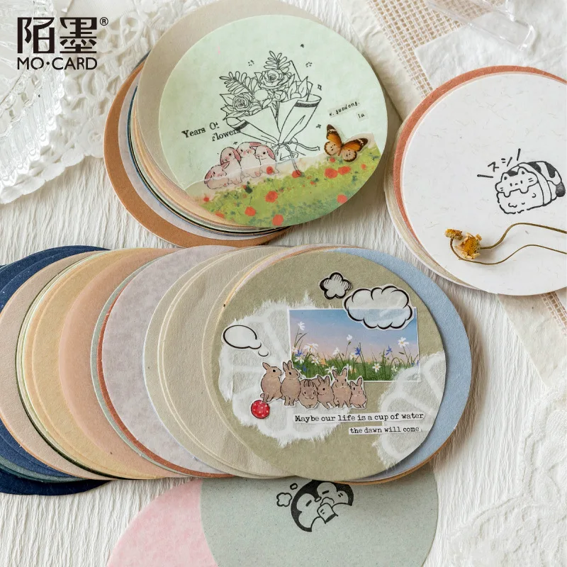 30pcs/lot Memo Pads Material Paper solid color round Junk Journal Scrapbooking Cards Retro Background Decoration Paper