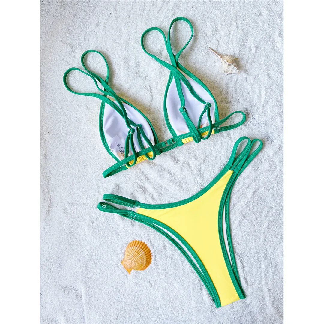 S - XL, zweiteiliger Bikini mit hohem Beinausschnitt, Damen-Badeanzug, gepolsterter Badeanzug, Badebekleidung, Modell V7313. – Detail 12