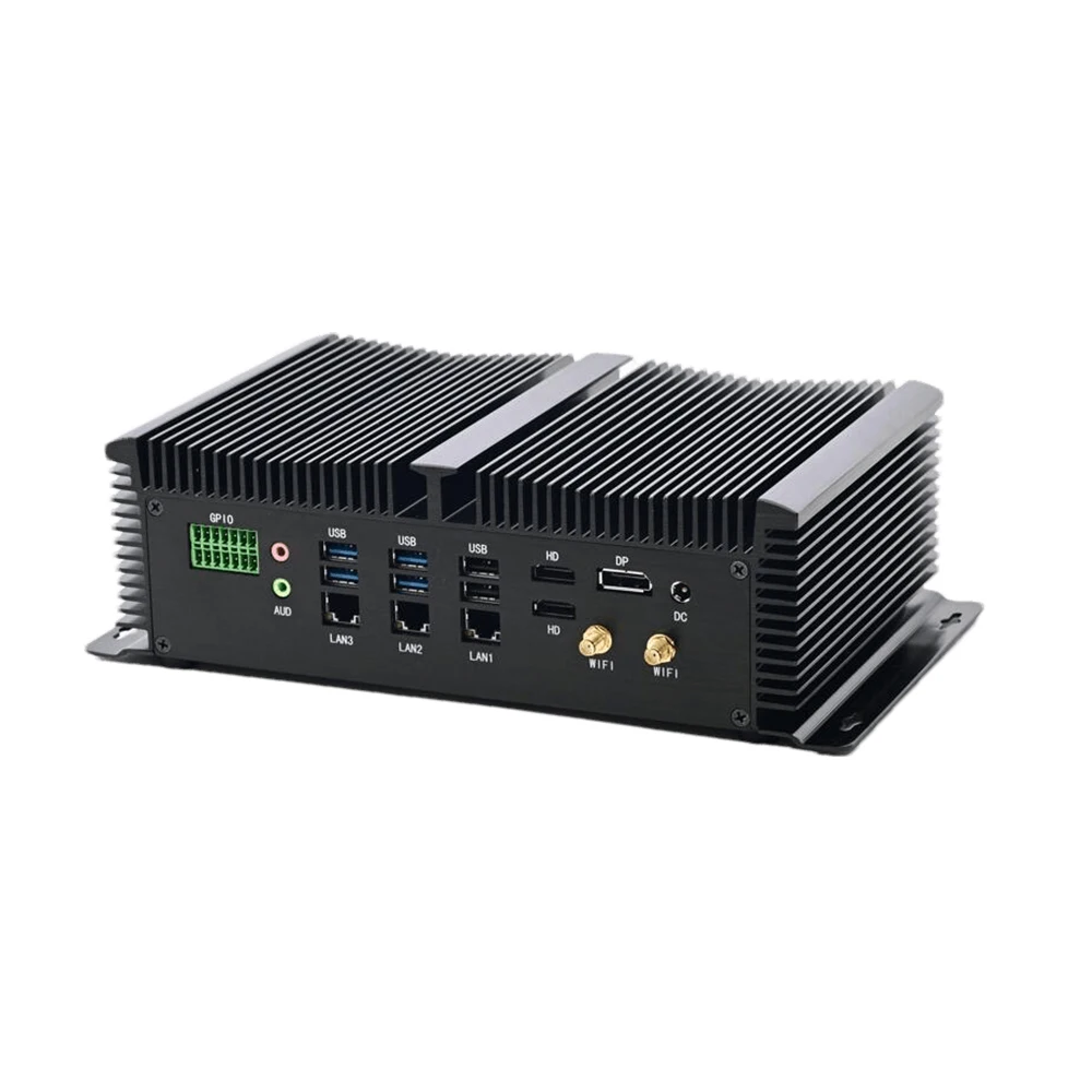 Fanless Industrial Computer 8 COM Ports 3x2.5G Lan Core i7-1260P i5-1235U Rugged Linux Mini PC for Commercial Digital Signage