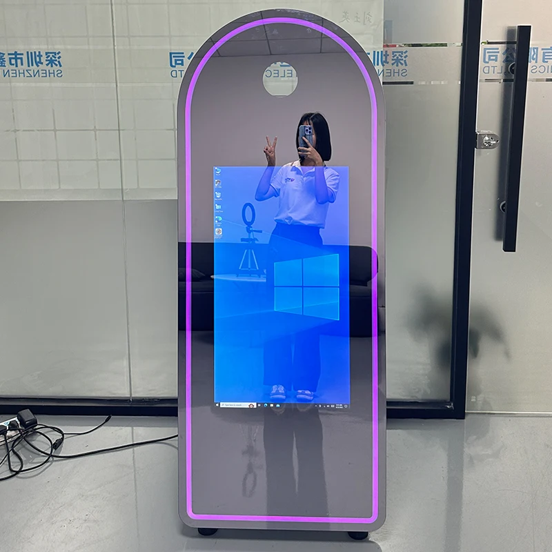 32 Inch Touch Screen Photobooth Magic Selfie Photo Mirror Booth With Camera Printer Software for Wedding and Events