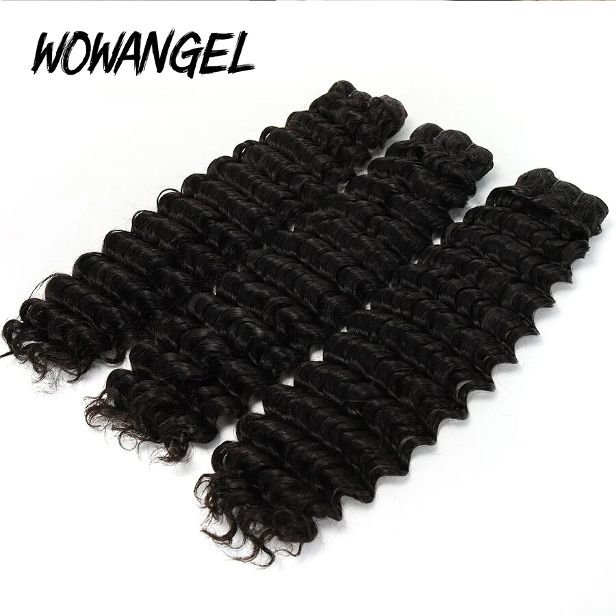 26 28 30 pollici brasiliano onda profonda fasci di tessuto fasci di capelli umani ricci doppia trama fasci di estensione dei capelli 3/4 pezzi capelli Remy