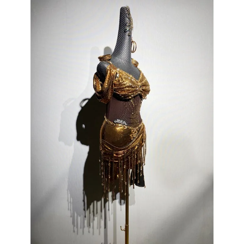 تخصيص الكبار المنافسة زي قاعة الرقص اليدوية الماس فستان الرقص اللاتينية ملابس أداء الأطفال #4