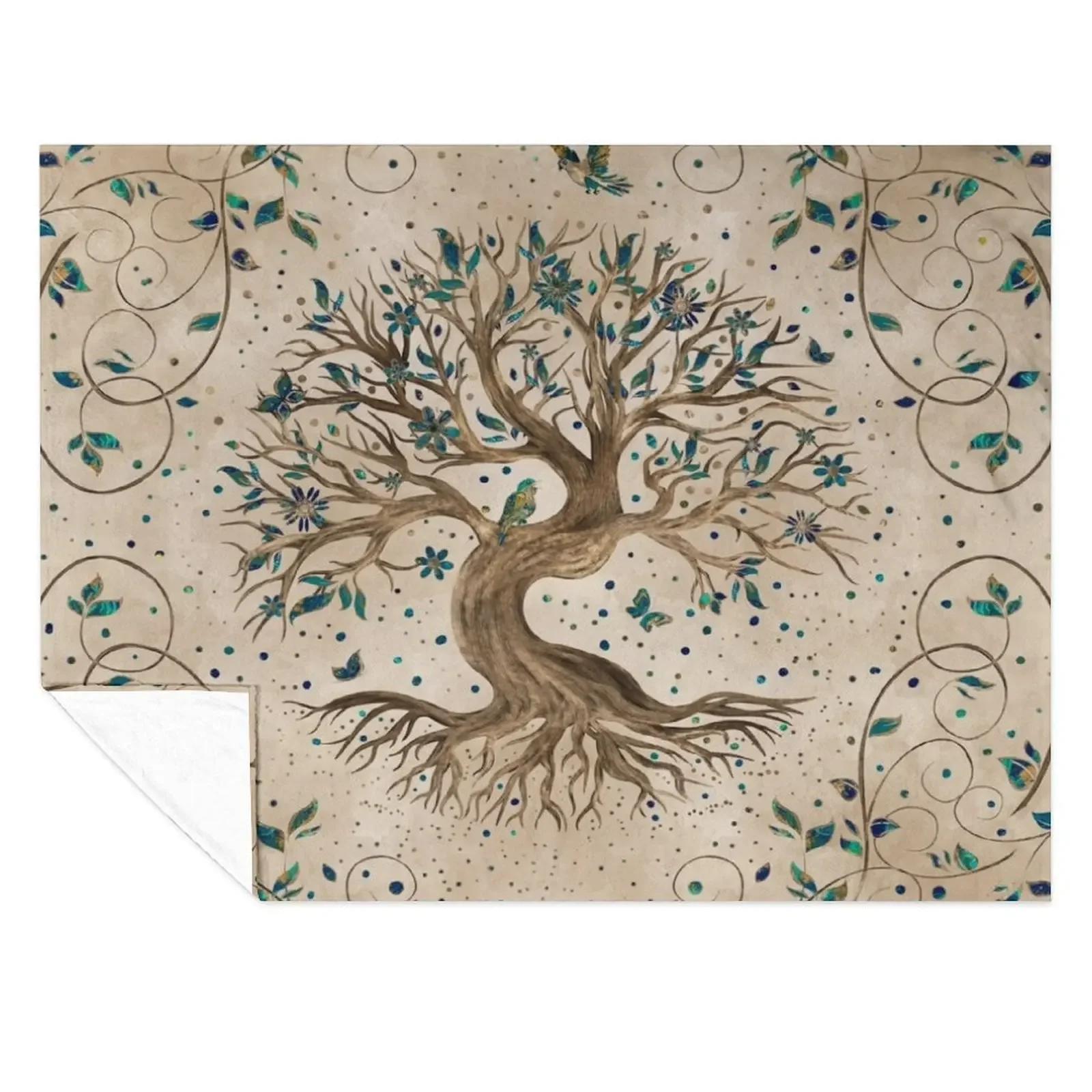 

Tree of Life - Yggdrasil Throw Blanket Thermal Soft Flannel Hairy Blankets