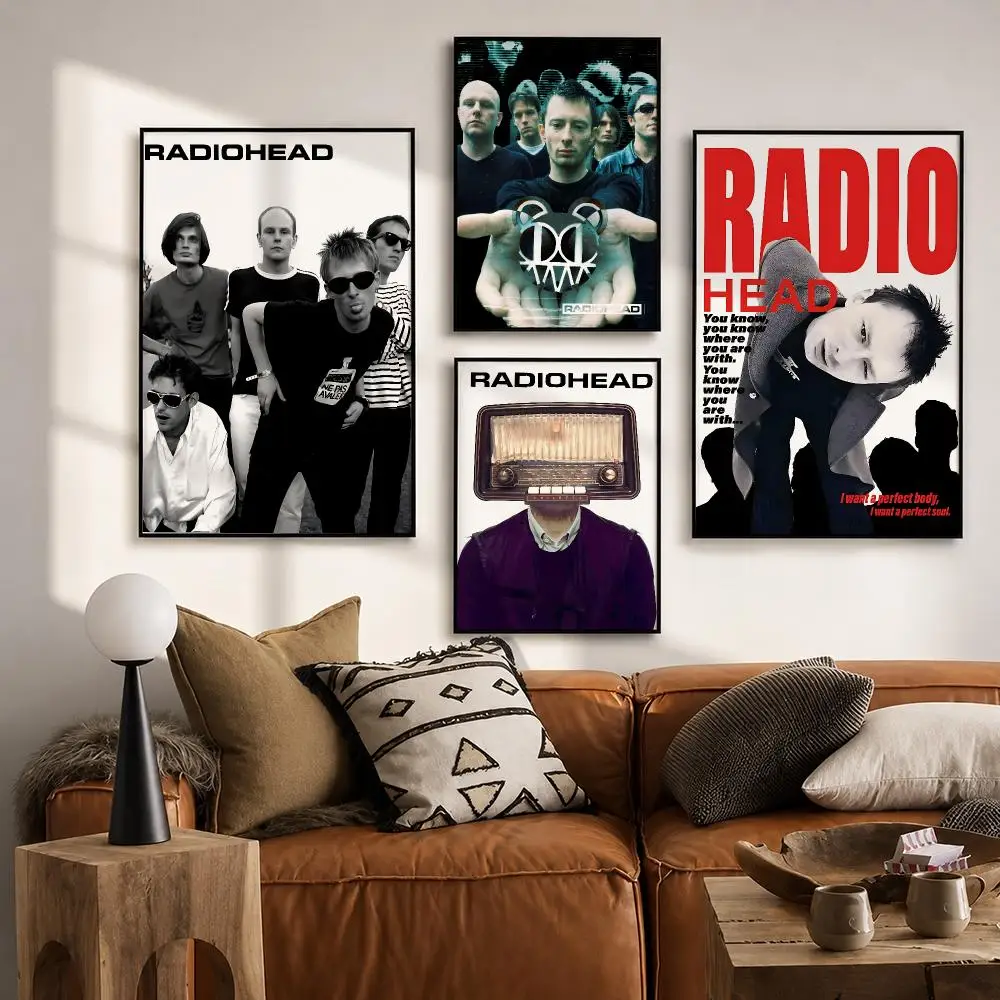 Pro Entertainment R-RadioheadS Poster Vintage Retro Anime Poster Stickers Peel and Stick Wall Art Home Decor
