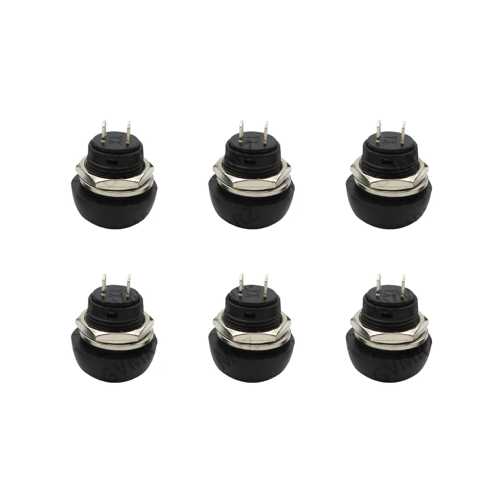 6PCS Black Red Yellow  Mini 12mm Waterproof Momentary ON/OFF Push Button Round Switch PBS-33B KIT White Blue Green