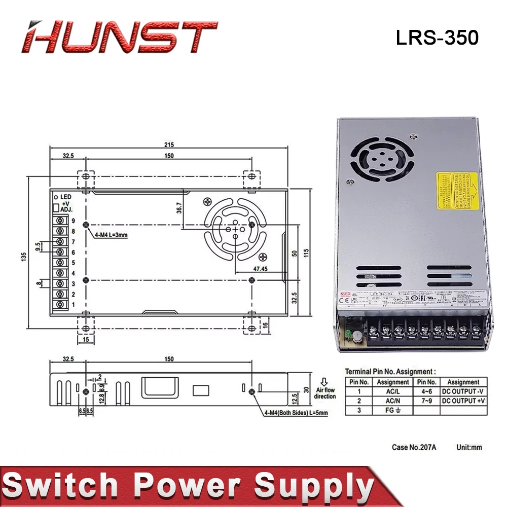 Hunst Meanwell LRS-350 Switching Power Supply 24V 36V 350W Original MW Taiwan Brand LRS-350-24