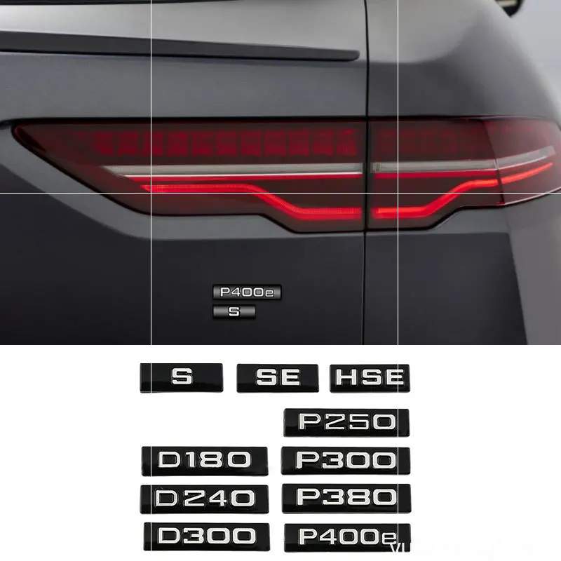 Glossy Black Car Emblem Metal Letter D180 D240 D300 P300 P380 P400e P250 S SE HSE Badge Logo Rear Decals Sticker for Land Rover