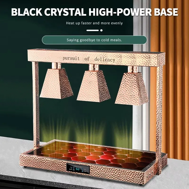 Lampada scaldavivande elettrica 2 in 1 con venature del legno Lampada riscaldante isolata Doppia tripla quattro lampade Piastra riscaldante per alimenti per hotel