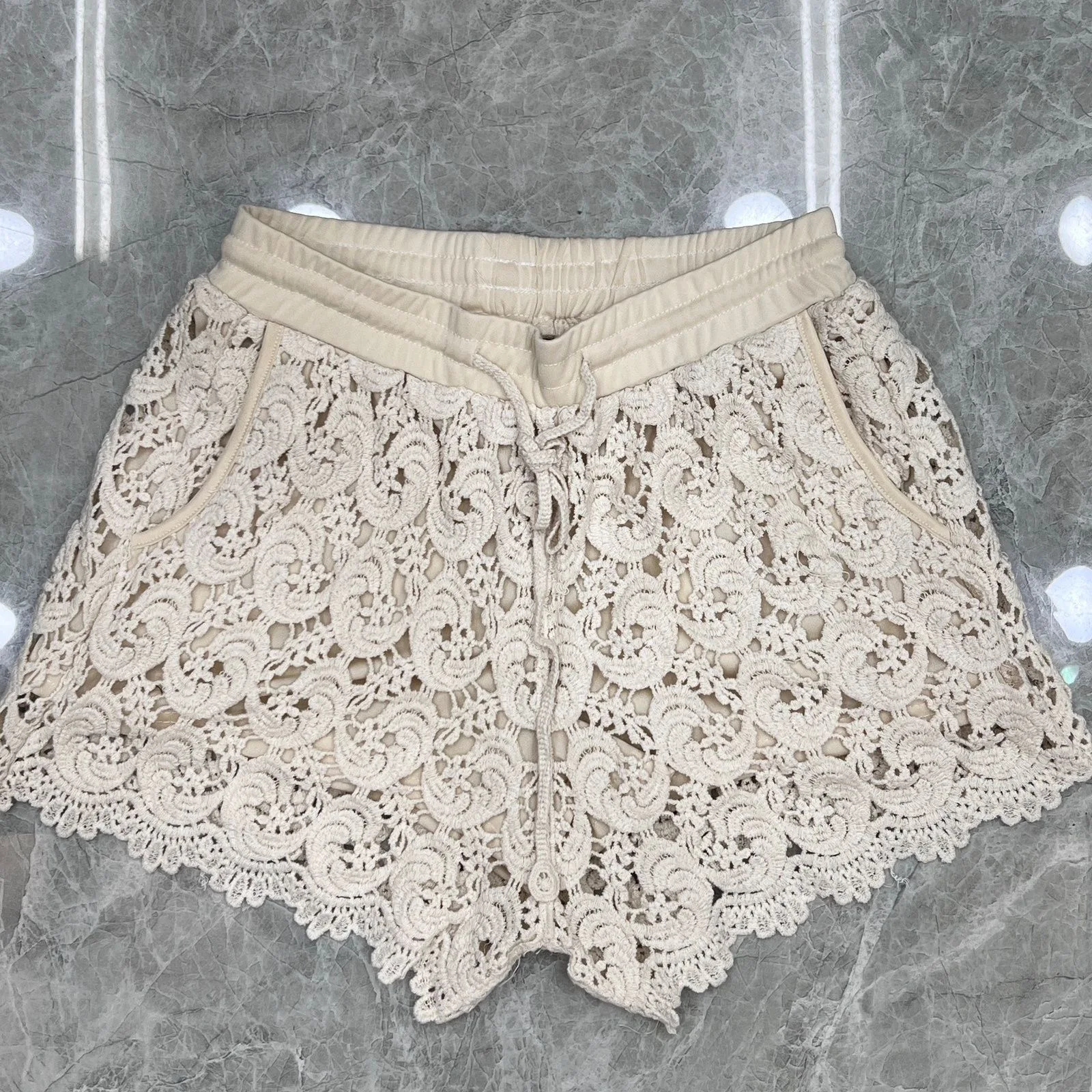 Woman Crochet Square Shorts Embroidery Shorts Women Summer Embroideried Cotton Short Pants