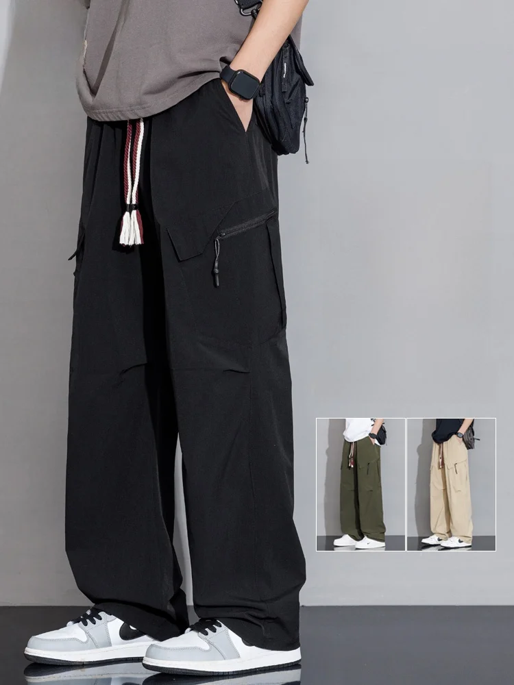 

Мужские повседневные рабочие брюки American Sle, свободные прямые брюки больших размеров для весны и осени, черные, для отдыха, длинные