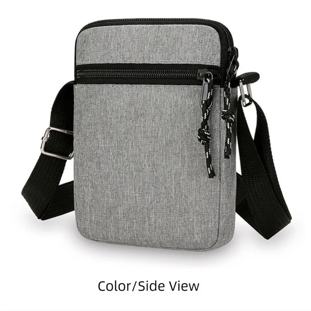 

Simple Mini Men Sports Bag Adjustable Shoulder Bag Oxford Cloth Multiple Compartments Mobile Phone Bag Solid Color Crossbody Bag
