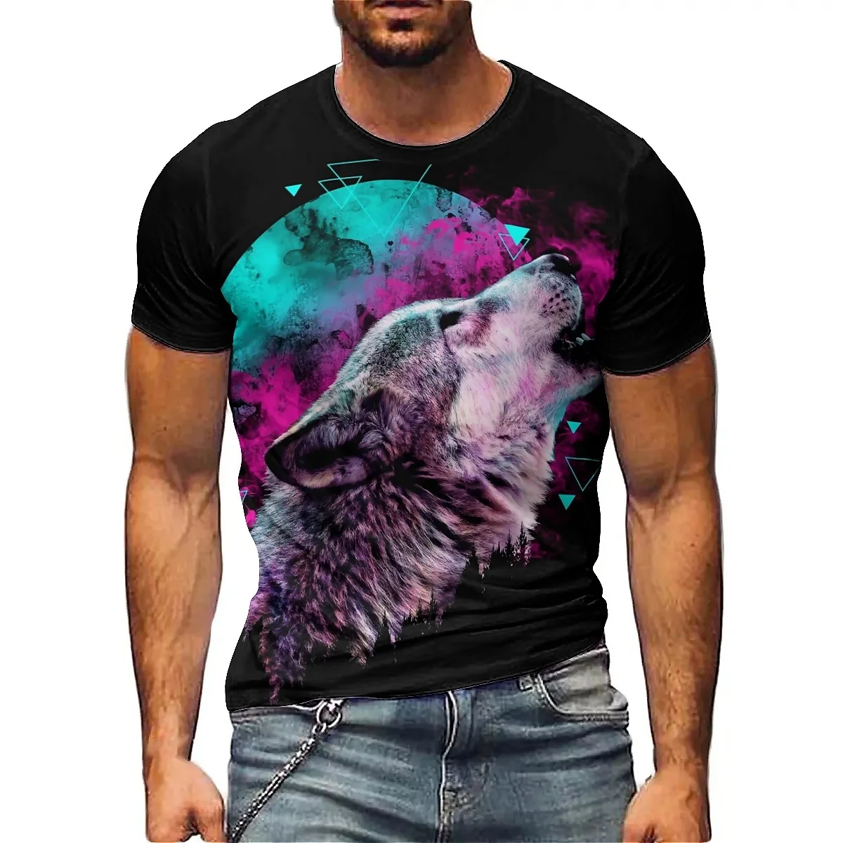 

Men's 3D Printed Short-sleeved T-shirts for Outdoor Use, Soft and Comfortable