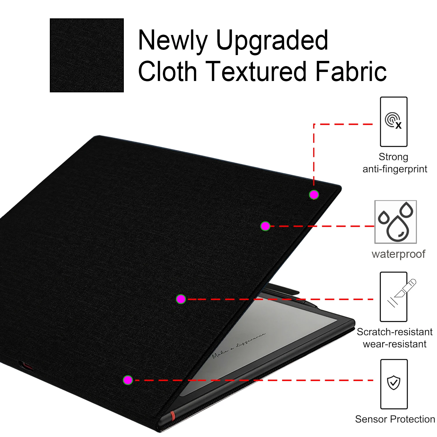 Magnetyczne etui z podstawką do tabletu Onyx Boox Note Air 6C/Note Air 5C/4C (2026/2025), ultracienka obudowa z uchwytem na rysik, funkcja automatycznego włączania/wyłączania ekranu. — zdjęcie produktu 5