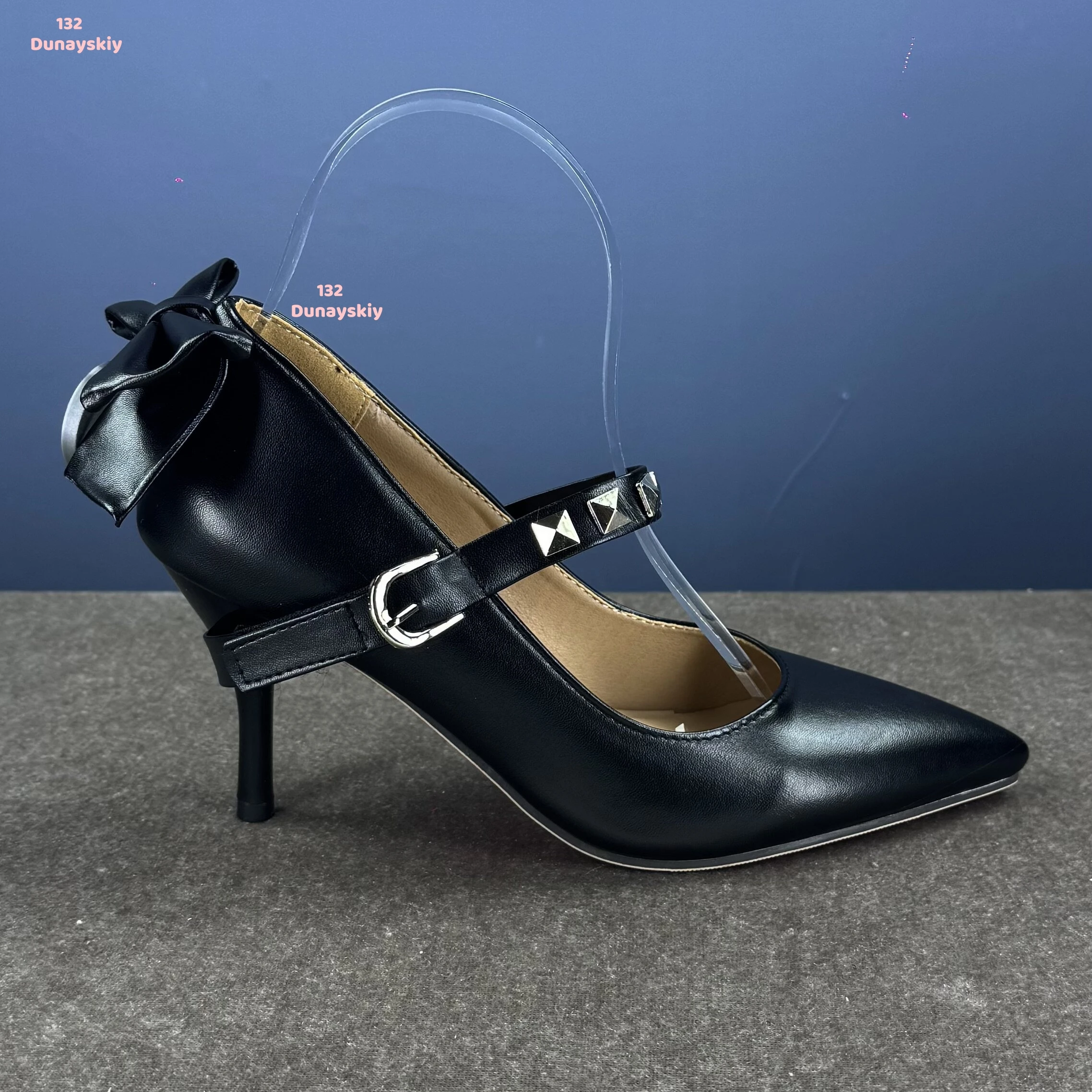 Black Bow Studded Red Soled High Heels 8.5cm Zenless Zone Zero Ramiel Cosplay Shoes Carnival Halloween Accessories view 3