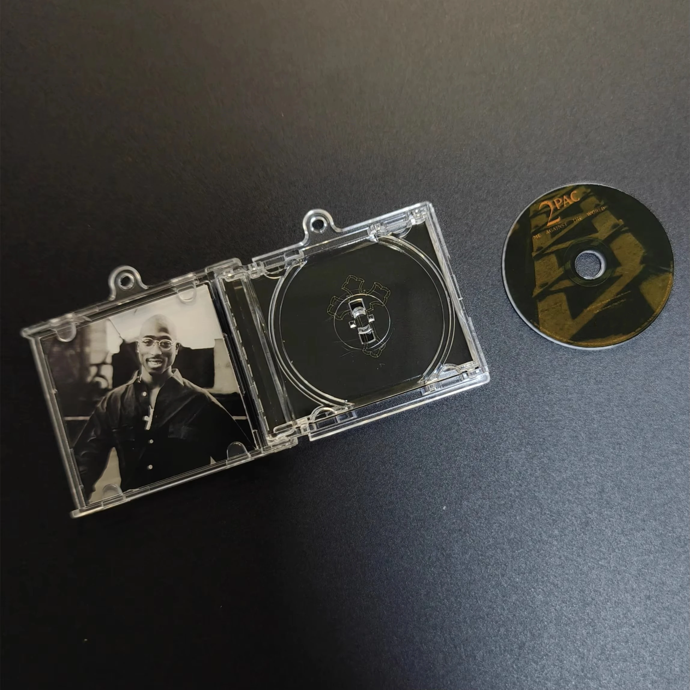 Gangsta Rap Makaveli 2pac MINI Music CD NFC Keychain Play Song All Eyez on Me Album Me Against The World Keyring Cosplay Pendant view 5