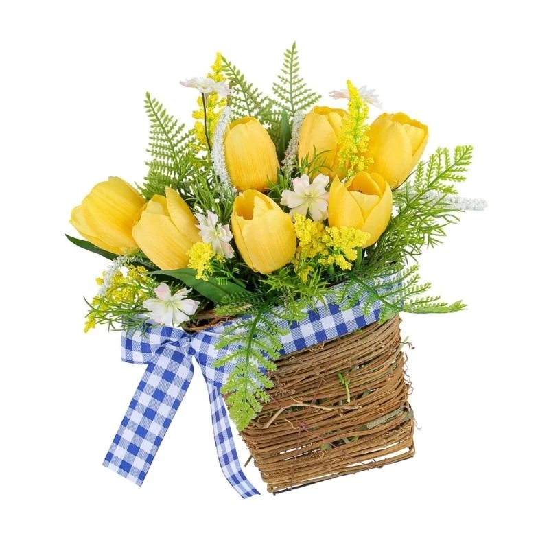 

Wall Hanging Flowers Plant Artificial Flower with Baskets for Front Door Yard 15UB