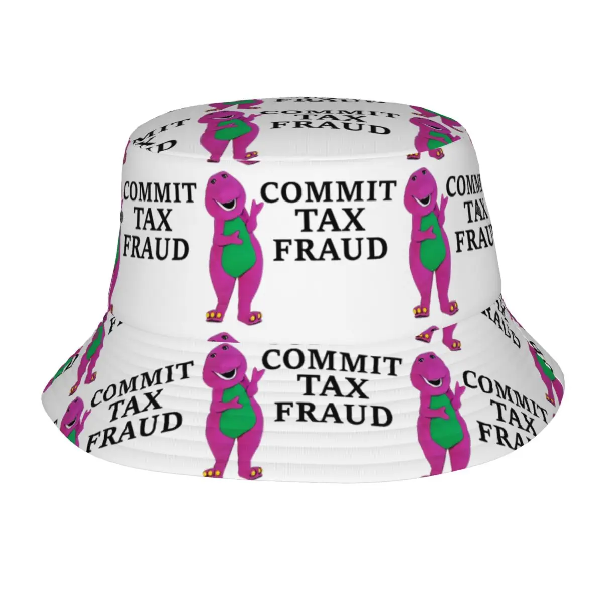 Commit Tax Fraud Funny Purple Dinosaur Saying Bucket Hat Panama Hat Children Bob Hats Cool Fisherman Hats For Caps Unisex