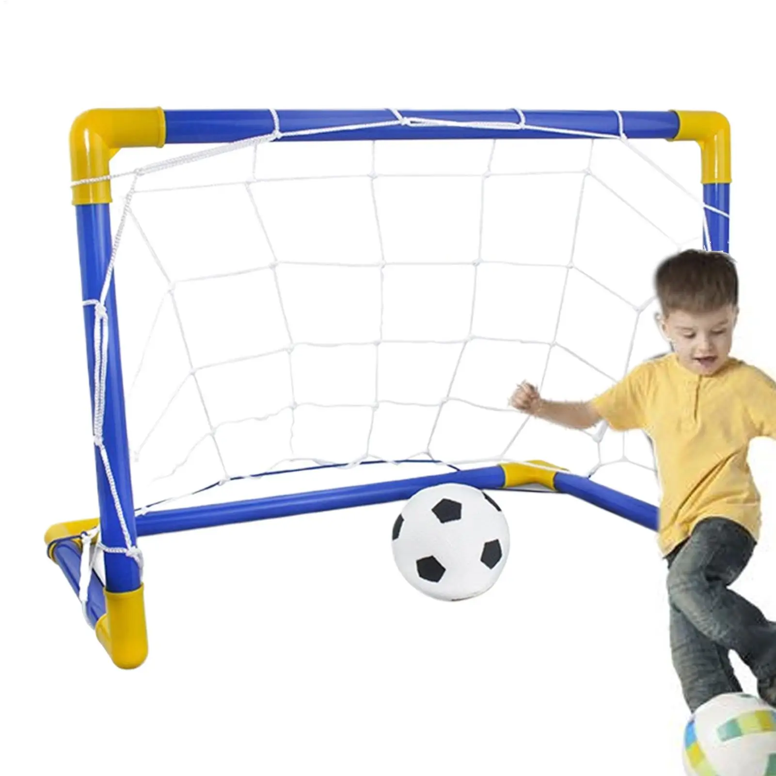 1 Buah Gawang Sepak Bola Lipat Mini Indoor Berbahan Plastik Set Rangka Tiang Sepak Bola Tiup Mainan Olahraga Anak Untuk Permainan Tim Indoor Outdoor