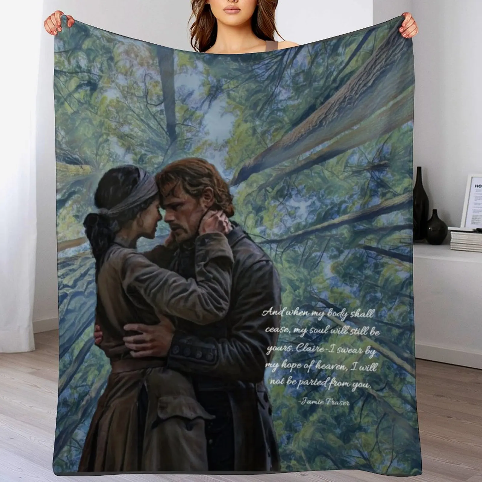 

Jamie and Claire Fraser/Outlander quote Throw Blanket Soft Plaid Personalized Gift Sofa Beautifuls Blankets