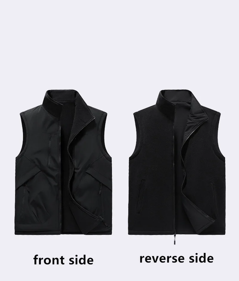 

Новый мужской свободный двусторонний повседневный жилет для занятий спортом на открытом воздухе, осенне-зимний модный универсальный жилет без рукавов