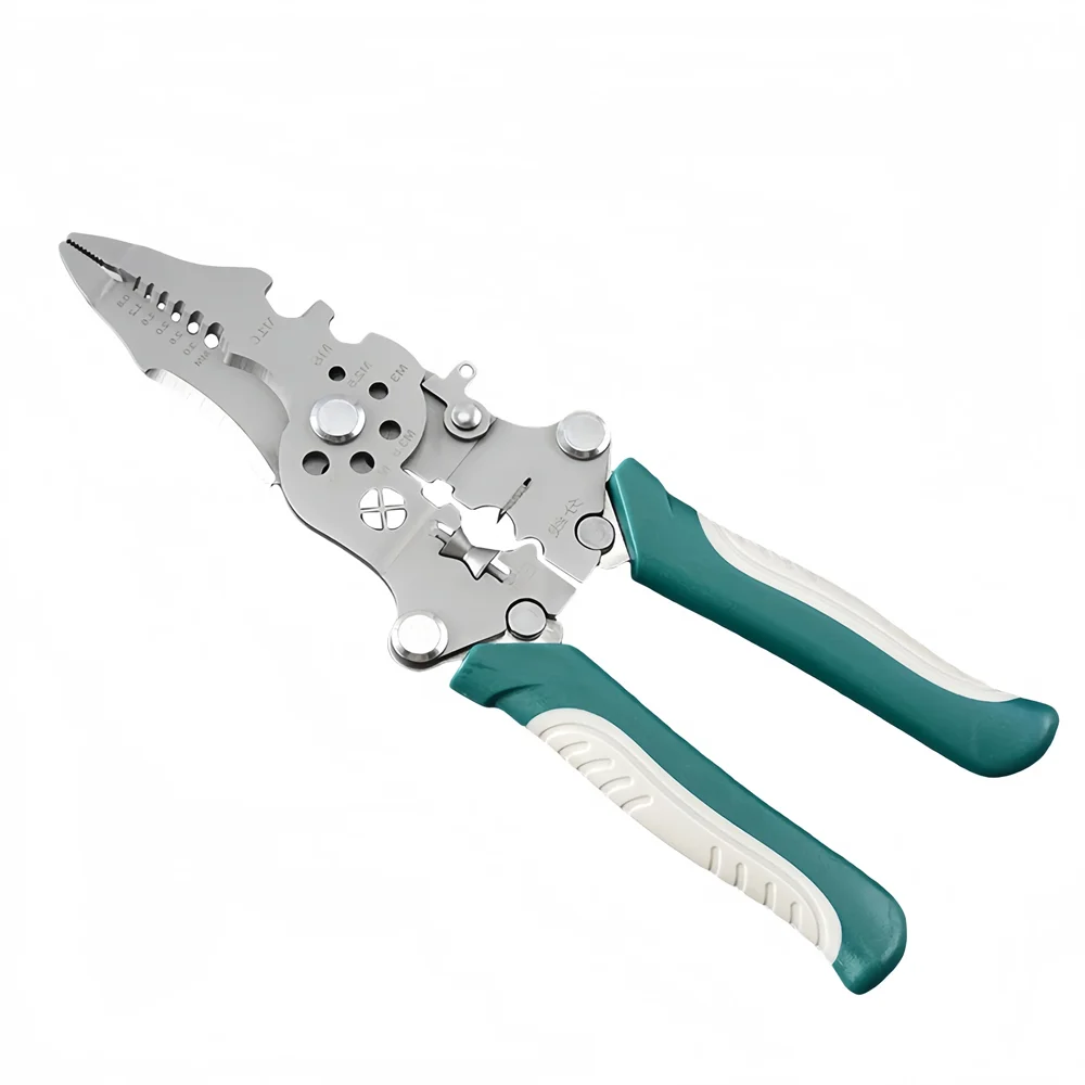 18 In1 Foldable Wire Stripper Multifunctional Plier With Crimper Cutter Shearing Screw Gripping For Electric Cable Portable Tool