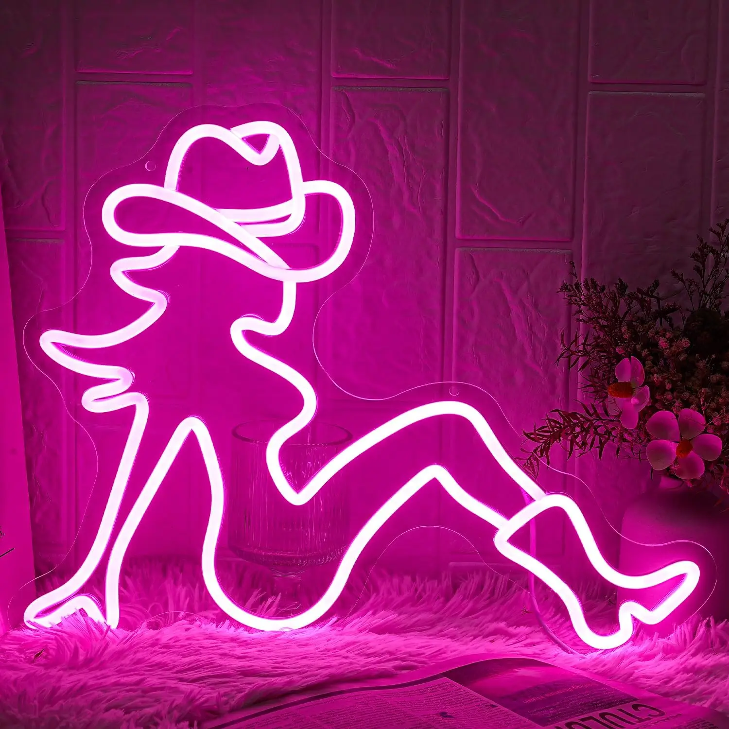 

Неоновая настенная вывеска с регулируемой яркостью, неоновые огни Cowgirl для музыкального бара, паба, спальни, человек, пещеры, концерта, вечеринки, декор, эстетика, подарок на день рождения