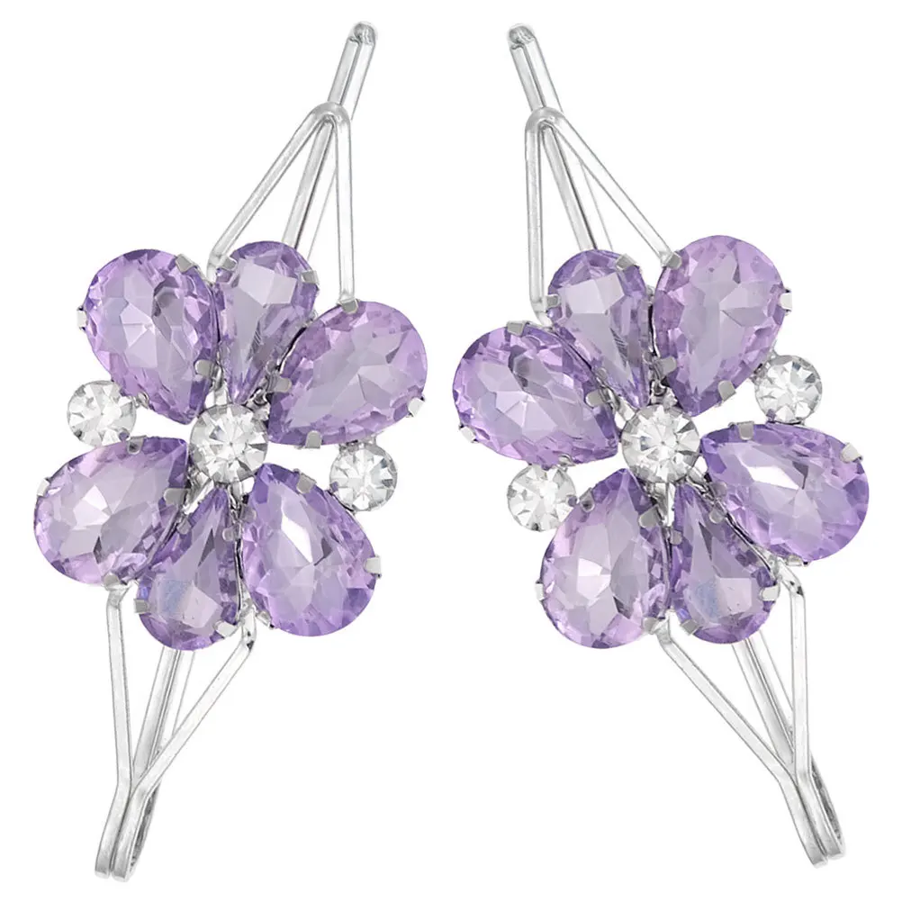 2 قطعة مقاطع الشعر حجر الراين المعادن كريستال المشابك الزفاف الزفاف إكسسوارات الشعر دبابيس الشعر للنساء الفتيات العروس دبوس الشعر #5