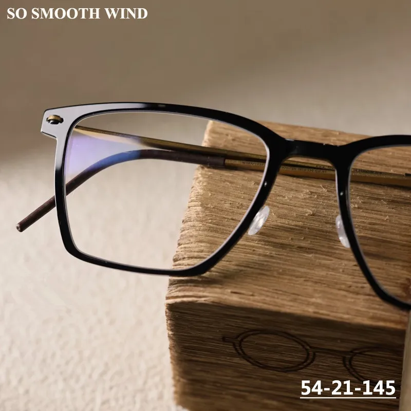 

Denmark Brand AcetateTitanium Glasses Frame 6554 Men Screwless Square Spectacles Eyeglasses Women Retro Big Eyewear Ultralight