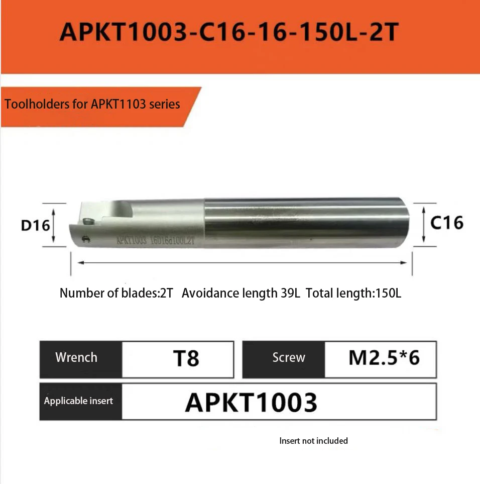 NEW APKT1003 C16-16-150 Indexable Lathe End Mill Holder milling holder 2T Toolholder for APKT1003 Carbide inserts