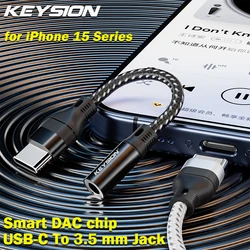 KEYSION USB Type C to 3.5mm DAC Chip Headphone Adapter USB C to 3.5 Aux Cable for iPhone 15 Pro Max Macbook PC Samsung Xiaomi