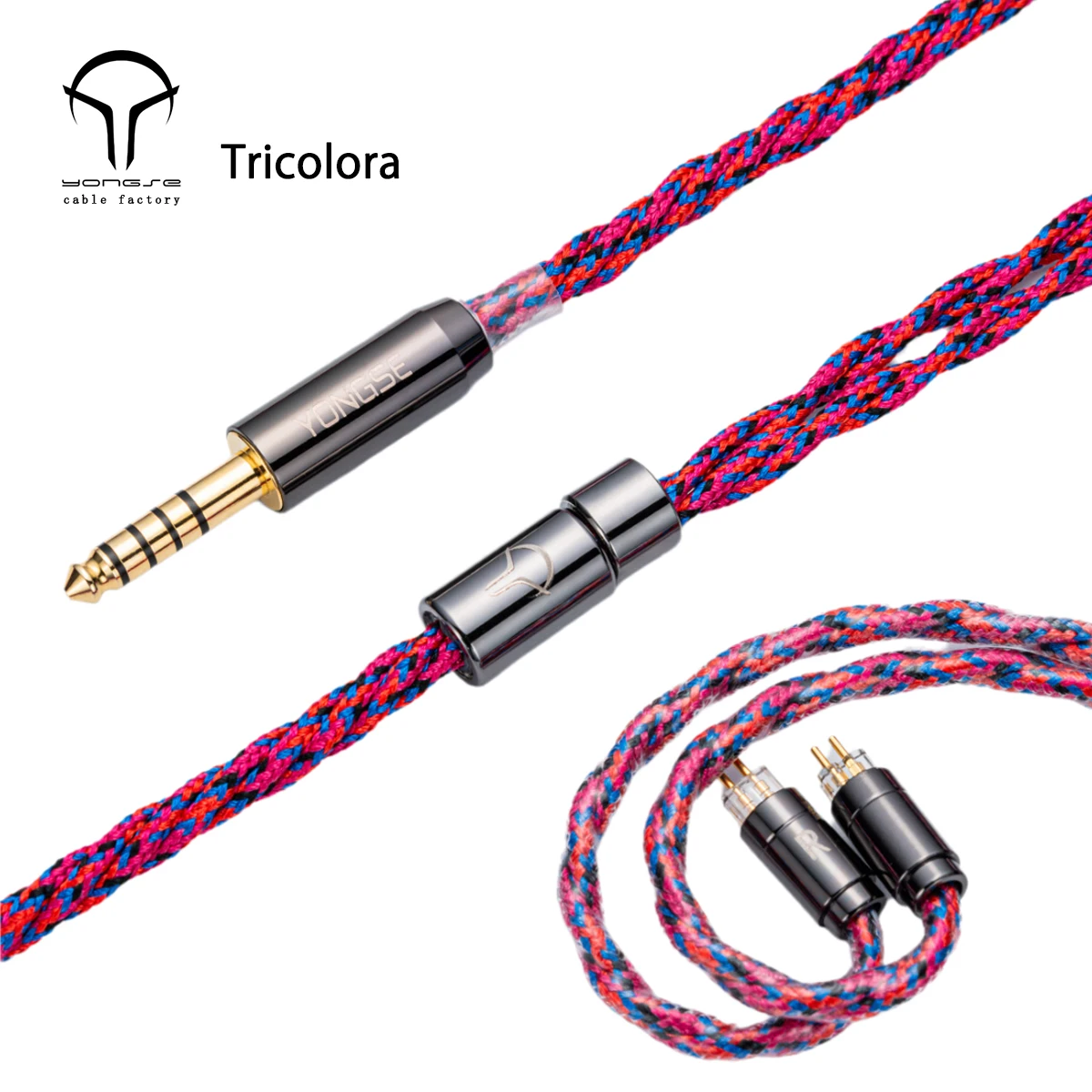 Yongse Tricolora 6N 4 Strands Single Crystal Copper Silver Plated Earsphones Cable