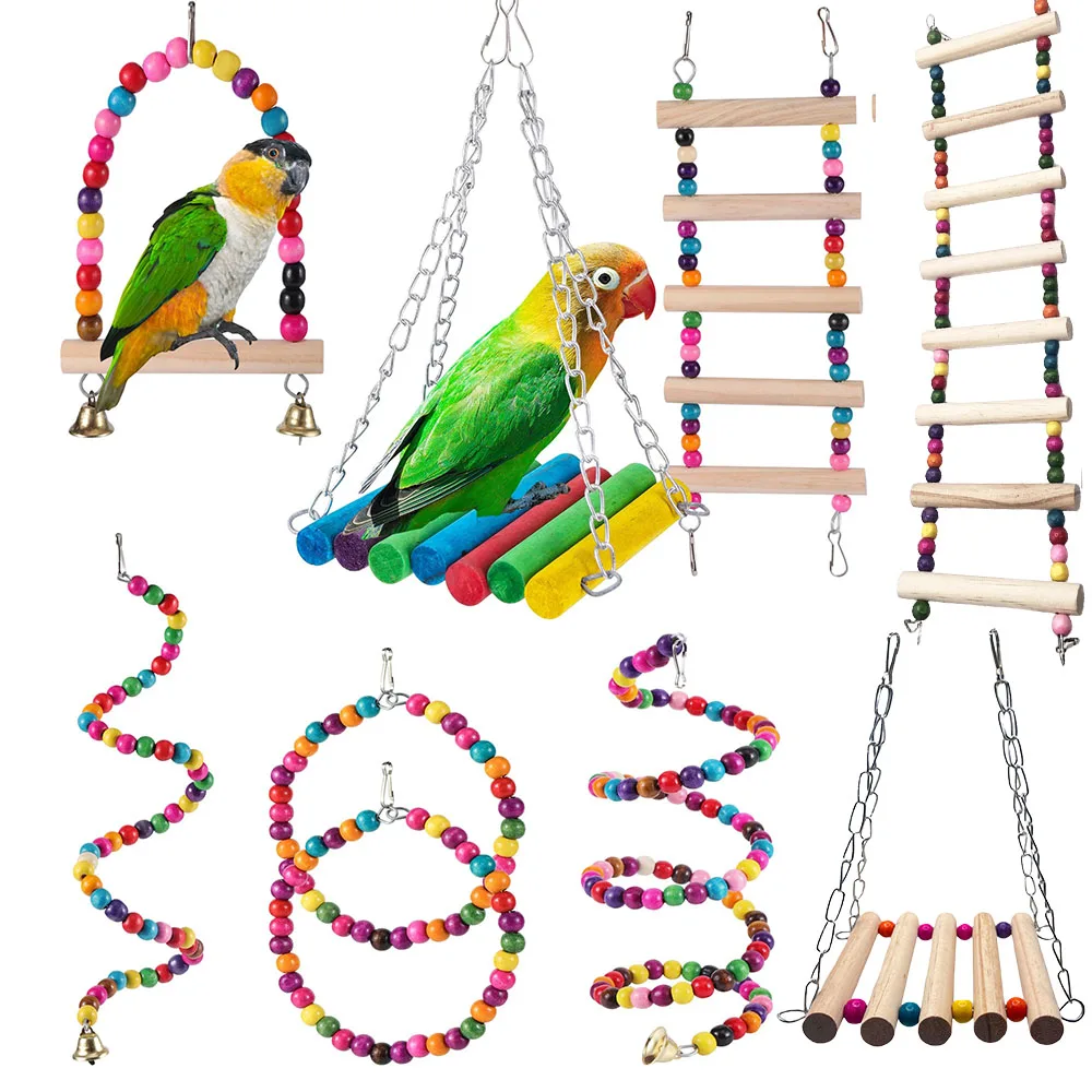 1pc Parrot Toy Bird Toy Color Swing Ladder Climbing Ladder Standing Pole Bird Cage Accessories Pet Bird Supplies Accessories