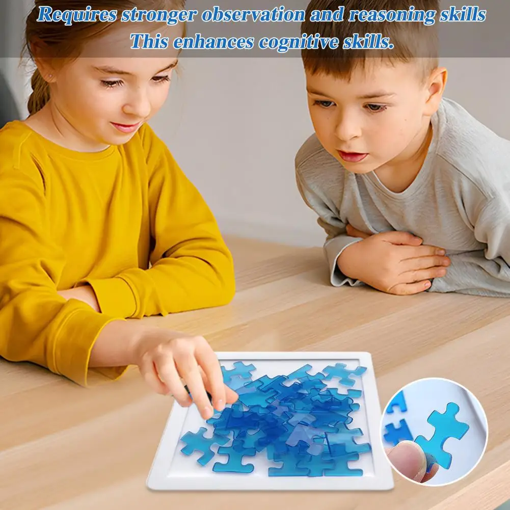 Transparent Puzzle Toy Challenging Acrylic Puzzle Set for Kids Teens Adults Brain Teaser Game with Irregular Pieces for Gift