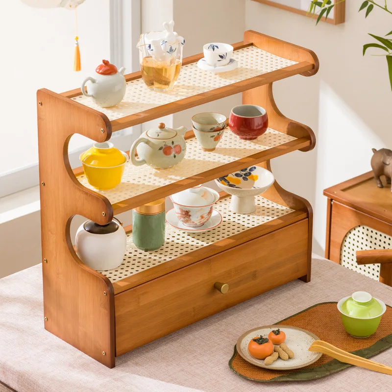 

Desktop water cup shelf, shelf, modern simple new Chinese Bogu rack, with tea extraction set, teapot storage and placement rack