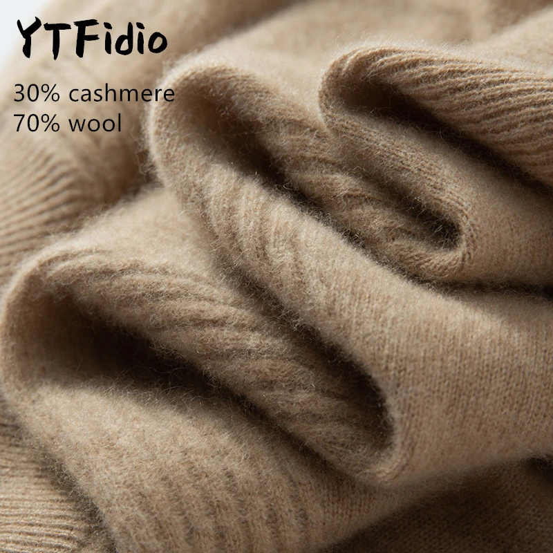 YTFidio-Suéter de lã merino de caxemira para mulheres, manga comprida, gola meia alta, mockneck, jumpers casuais, malha sólida, tops de pulôver, 105