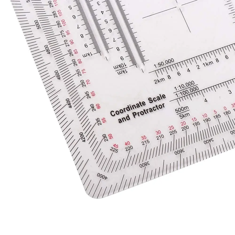Square Ruler MP-5 Technical Coordinate Scale Protractor Measuring Ruler Map Protractor Land Navigation Protractor