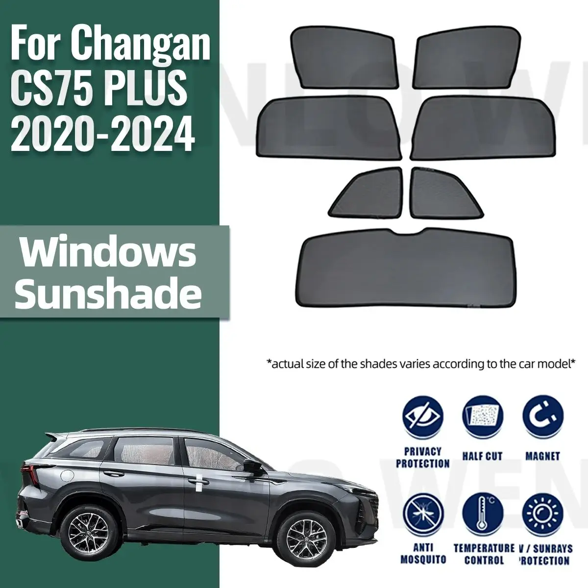 For Changan CS75 PLUS 2020-2024 Magnetic Car Sunshade Visor Front Windshield Curtain Rear Side Baby Window Sun Shade Shield