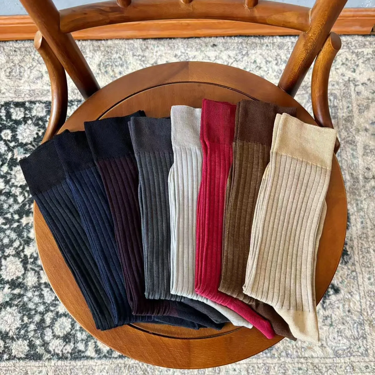 

3 Pairs/Lot Sexy Stockings Mens Silk Sock Business Cotton Stripe Breathable Elastic Solid Color Long Socks Formal Wear
